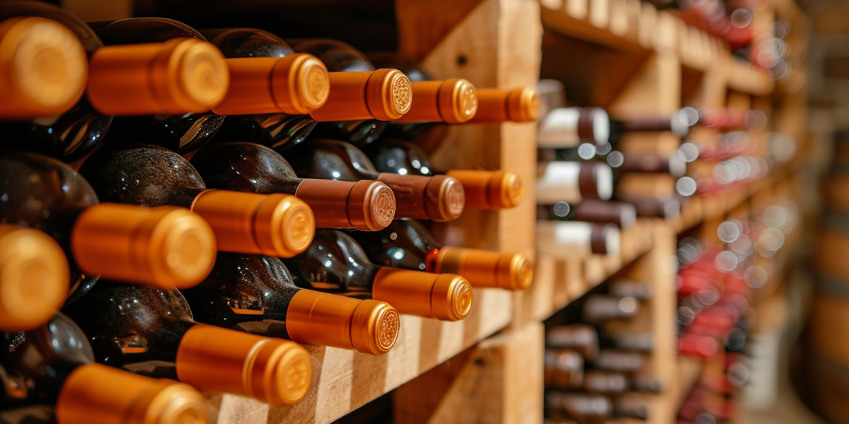 Wine and Spirits on a rack