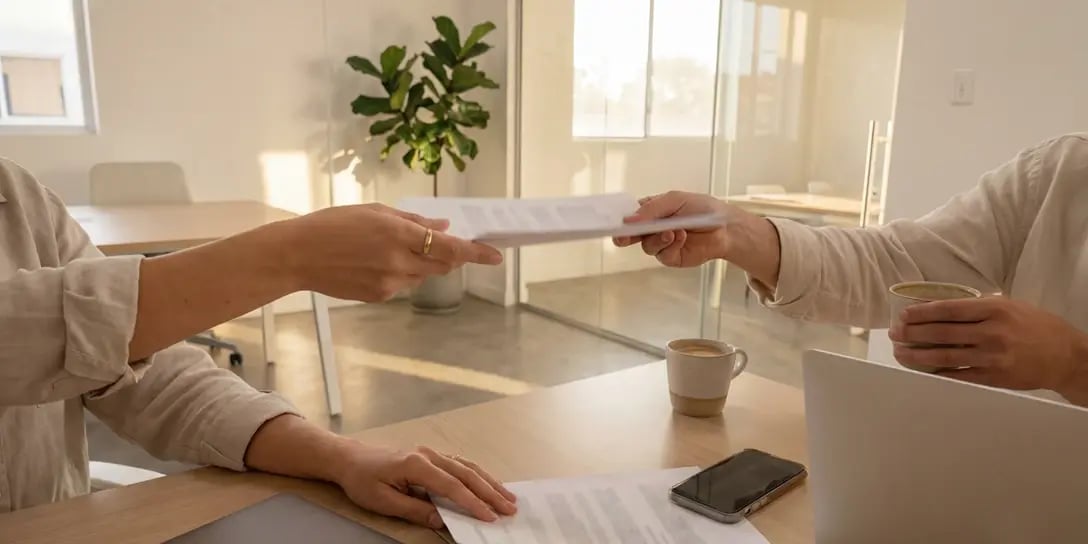 People exchanging documents