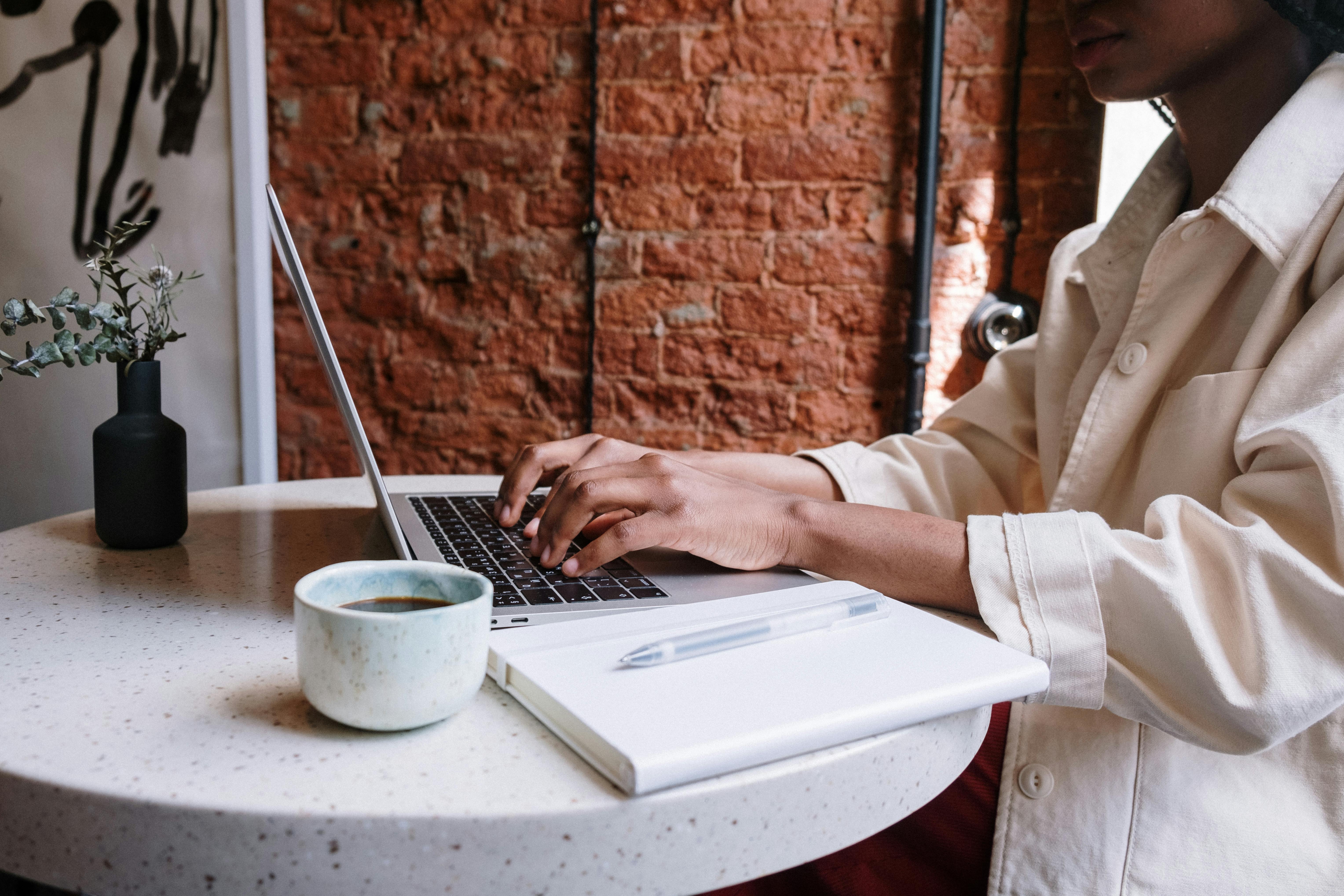 Person working on a laptop