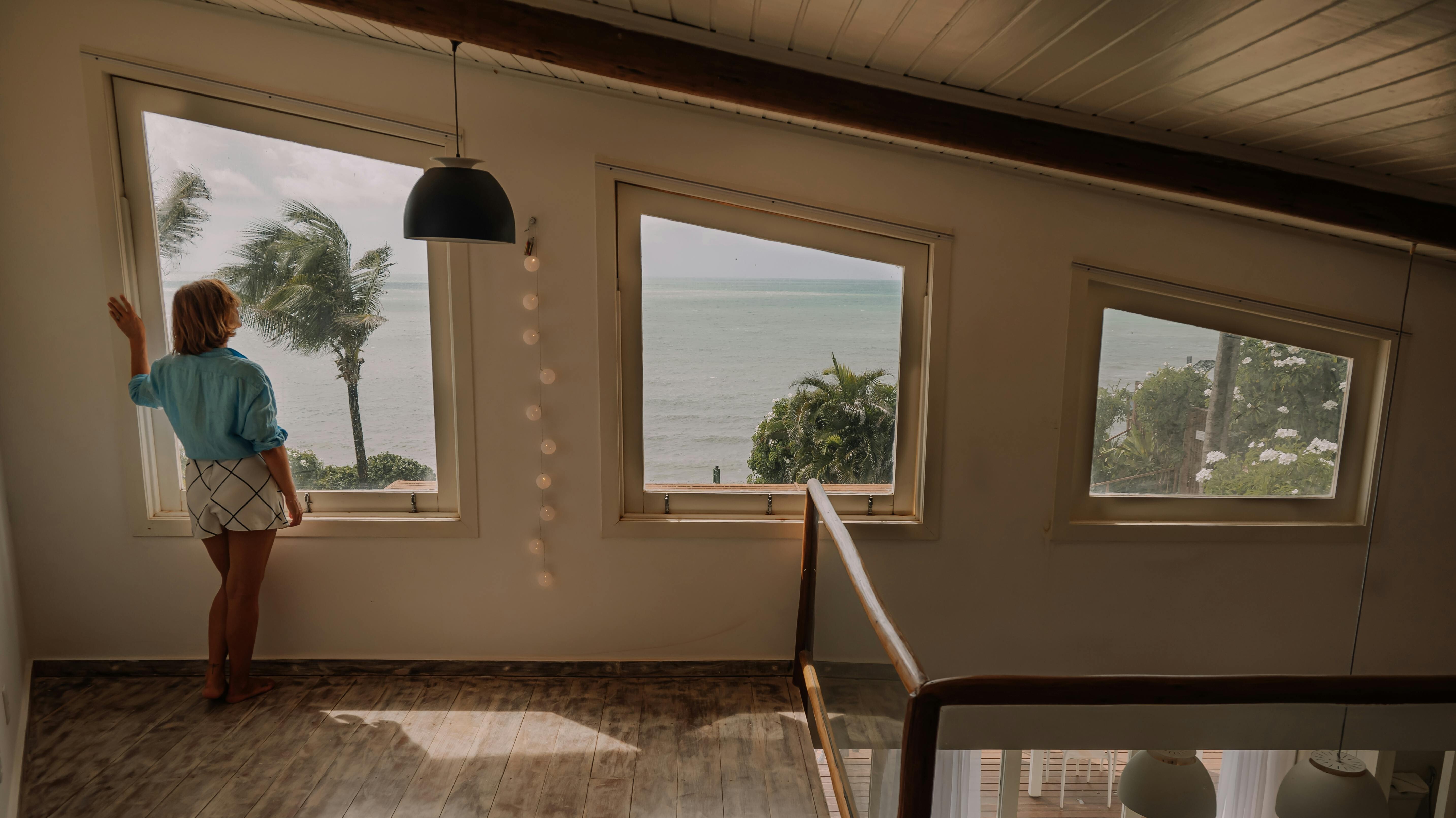 A view of the beach from a second story luxury room