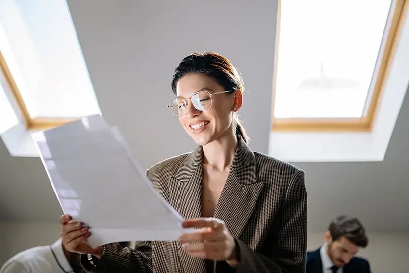 Person reviewing documents